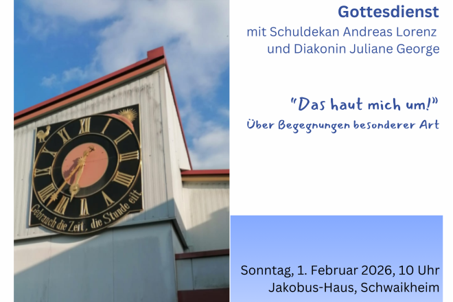 Einladung zum Gottesdienst mit Schuldekan Andreas Lorenz und Diakonin Juliane George am 1. Februar in Schwaikheim