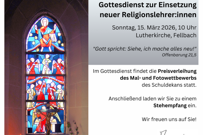 Herzliche Einladung zum Vokationsgottesdienst am 15.03.2026 in der Lutherkirche Fellbach!