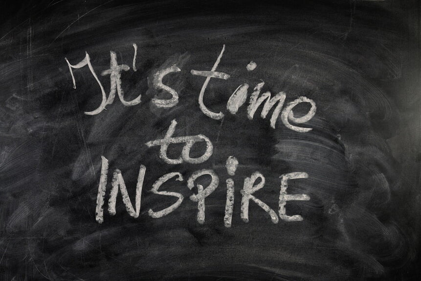 Tafel mit "Time to inspire"