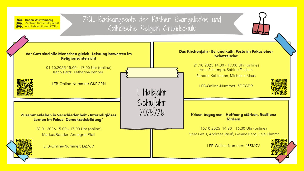 Flyer ZSL-Basisangebote ev. und kath. Religion - Grundschule - 1. Halbjahr